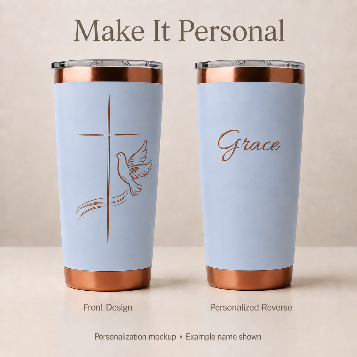 Christian Tumbler – Dove Cross Design for Daily Faith Inspiration