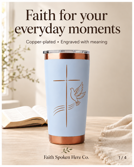 Christian Tumbler – Dove Cross Design for Daily Faith Inspiration - Heavenly Treasures