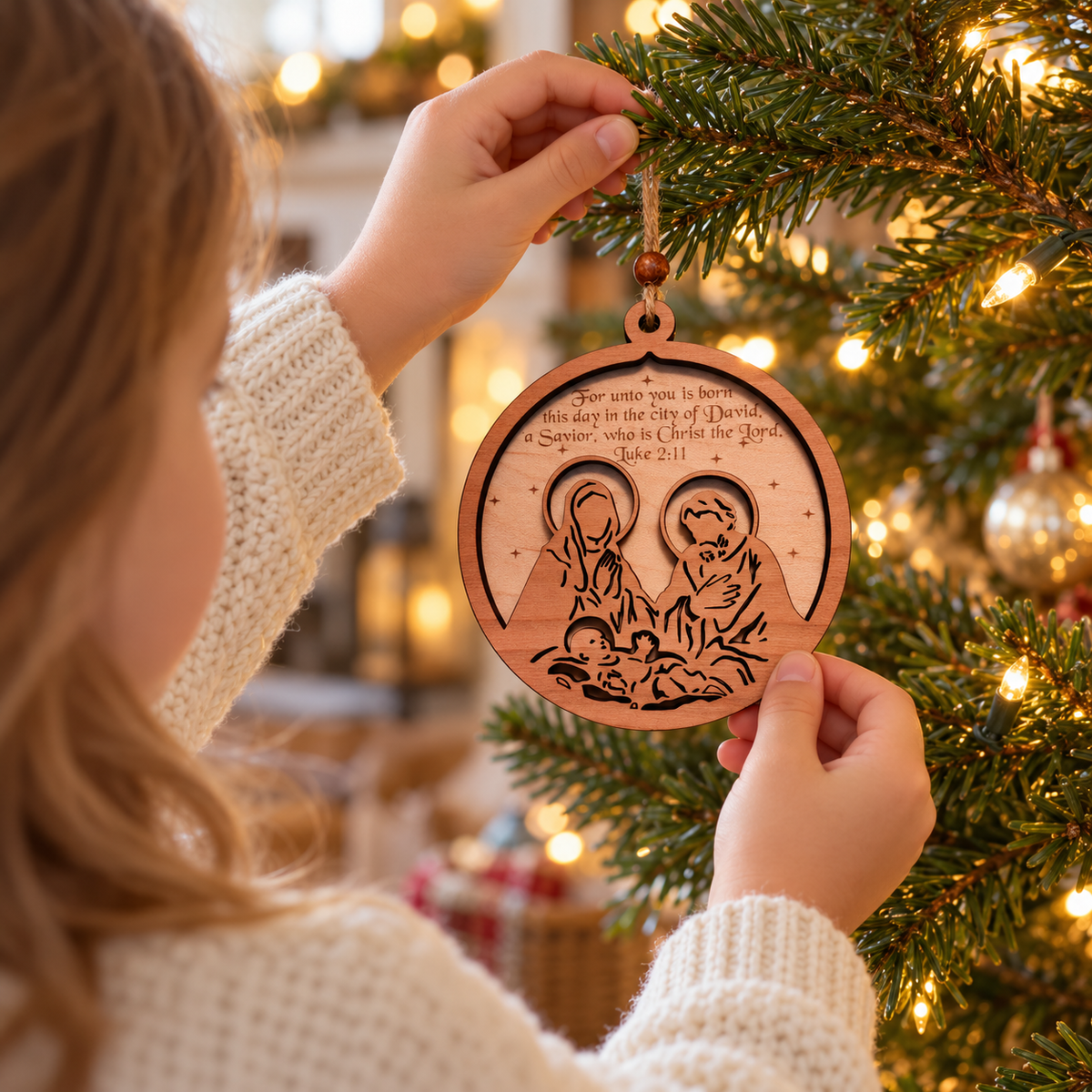 Handmade Wood Nativity Ornaments | Maple & Cherry - Heavenly Treasures