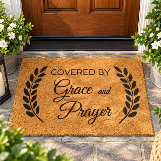 Covered by Grace and a Prayer | Christian Coco Doormat - Heavenly Treasures