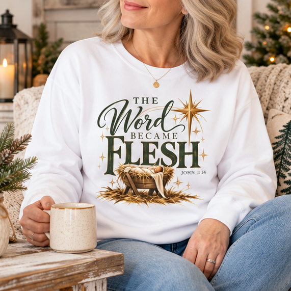 The Word Became Flesh | Christian Christmas Long Sleeve Tee - Heavenly Treasures