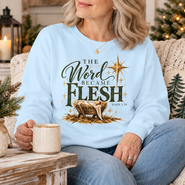 The Word Became Flesh | Christian Christmas Long Sleeve Tee - Heavenly Treasures