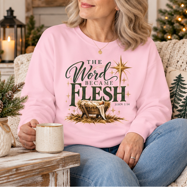 The Word Became Flesh | Christian Christmas Long Sleeve Tee - Heavenly Treasures