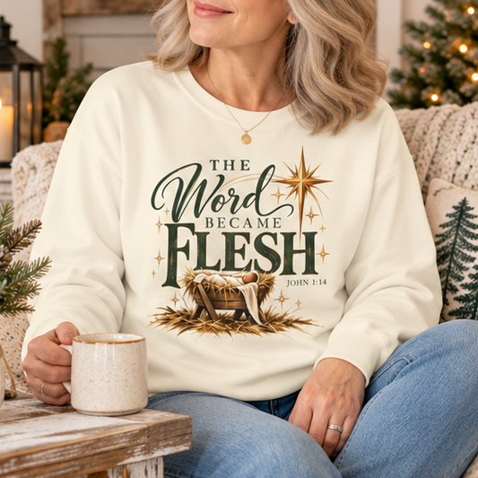 The Word Became Flesh | Christian Christmas Long Sleeve Tee - Heavenly Treasures