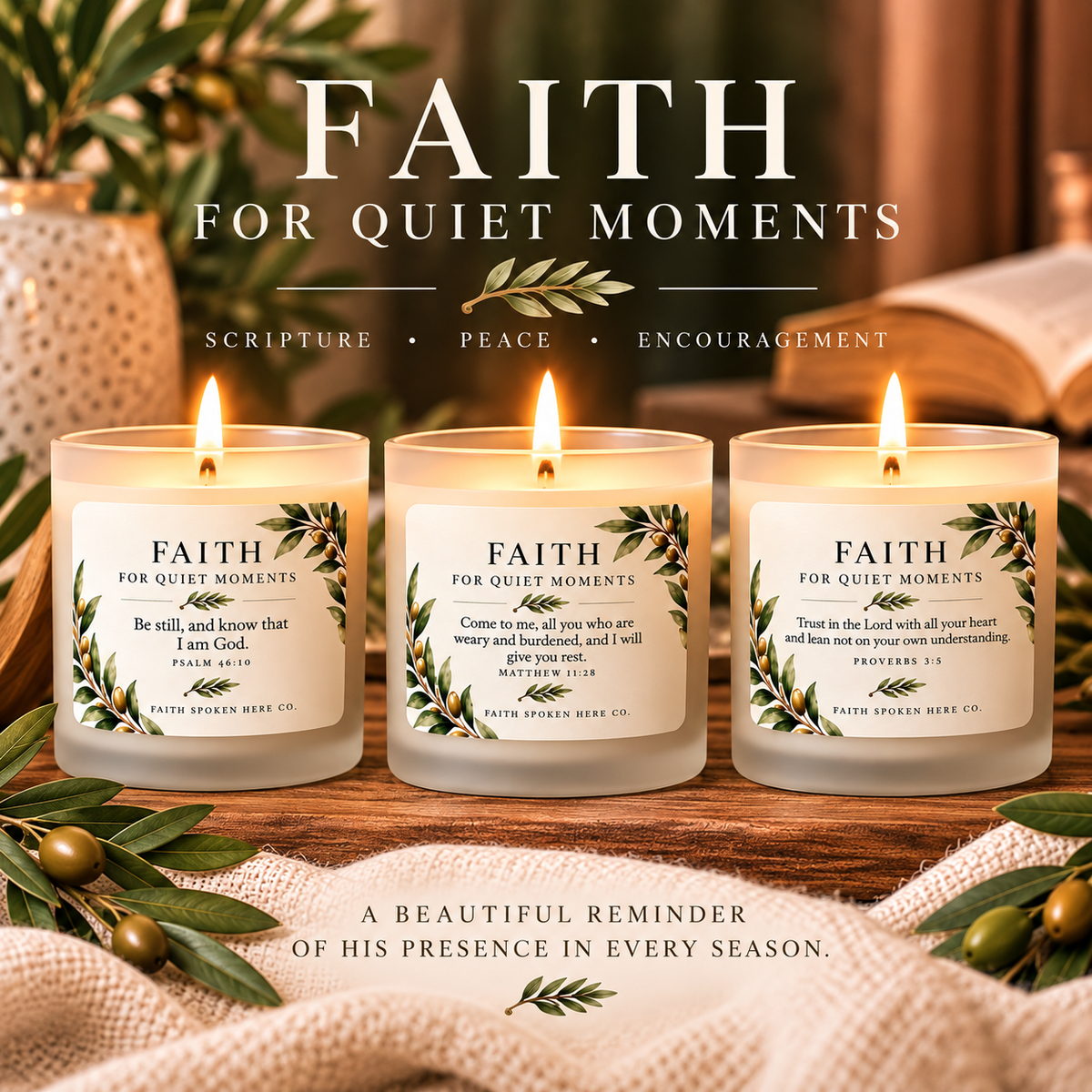 Faith for Quiet Moments — Scripture Candle Gift Set - Heavenly Treasures