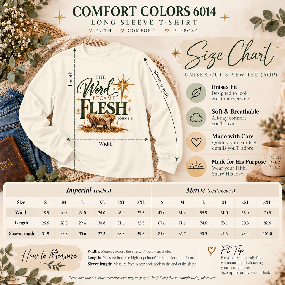 The Word Became Flesh | Christian Christmas Long Sleeve Tee - Heavenly Treasures
