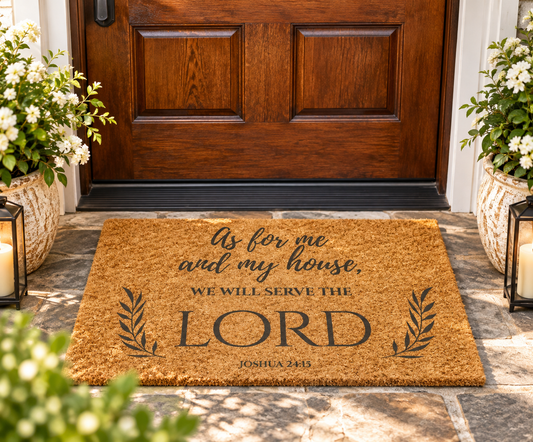 As for Me and My House, We Will Serve the Lord | Christian Coco Doormat - Heavenly Treasures