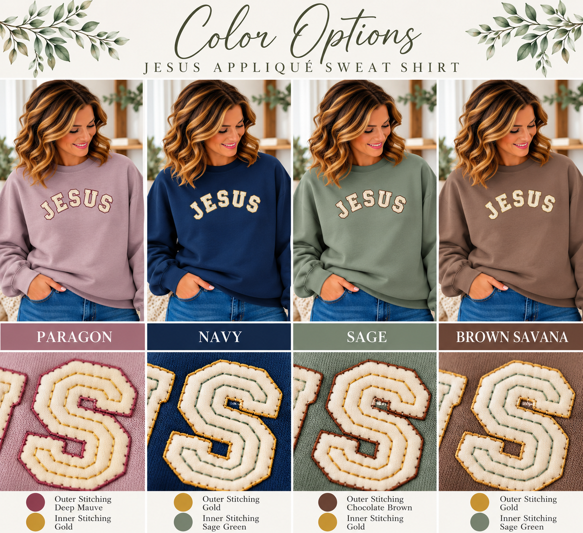 JESUS Appliqué Sweatshirt | Handmade Christian Crewneck