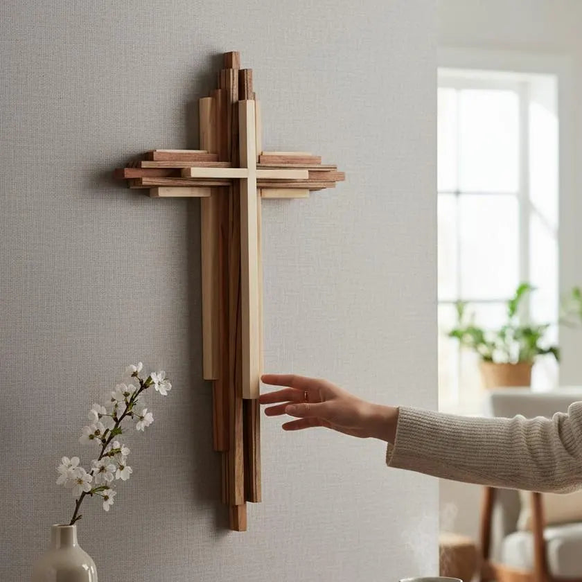 Handcrafted 3D Wall Cross – A Faith-Centered Piece for Prayer and Reflection - Heavenly Treasures