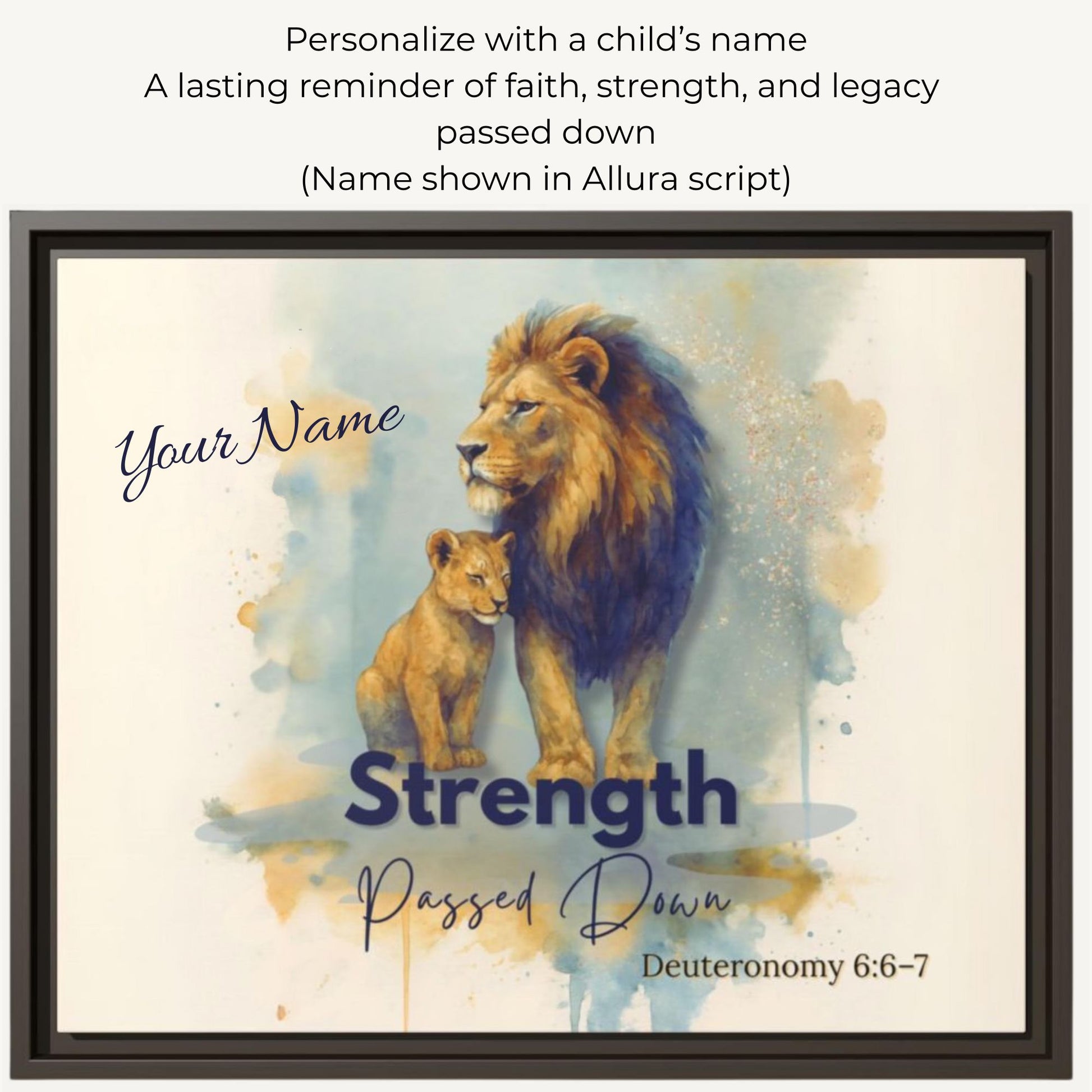 Lion of Judah Wall Art – Strength Passed Down | Christian Father & Child Canvas with Scripture - Heavenly Treasures