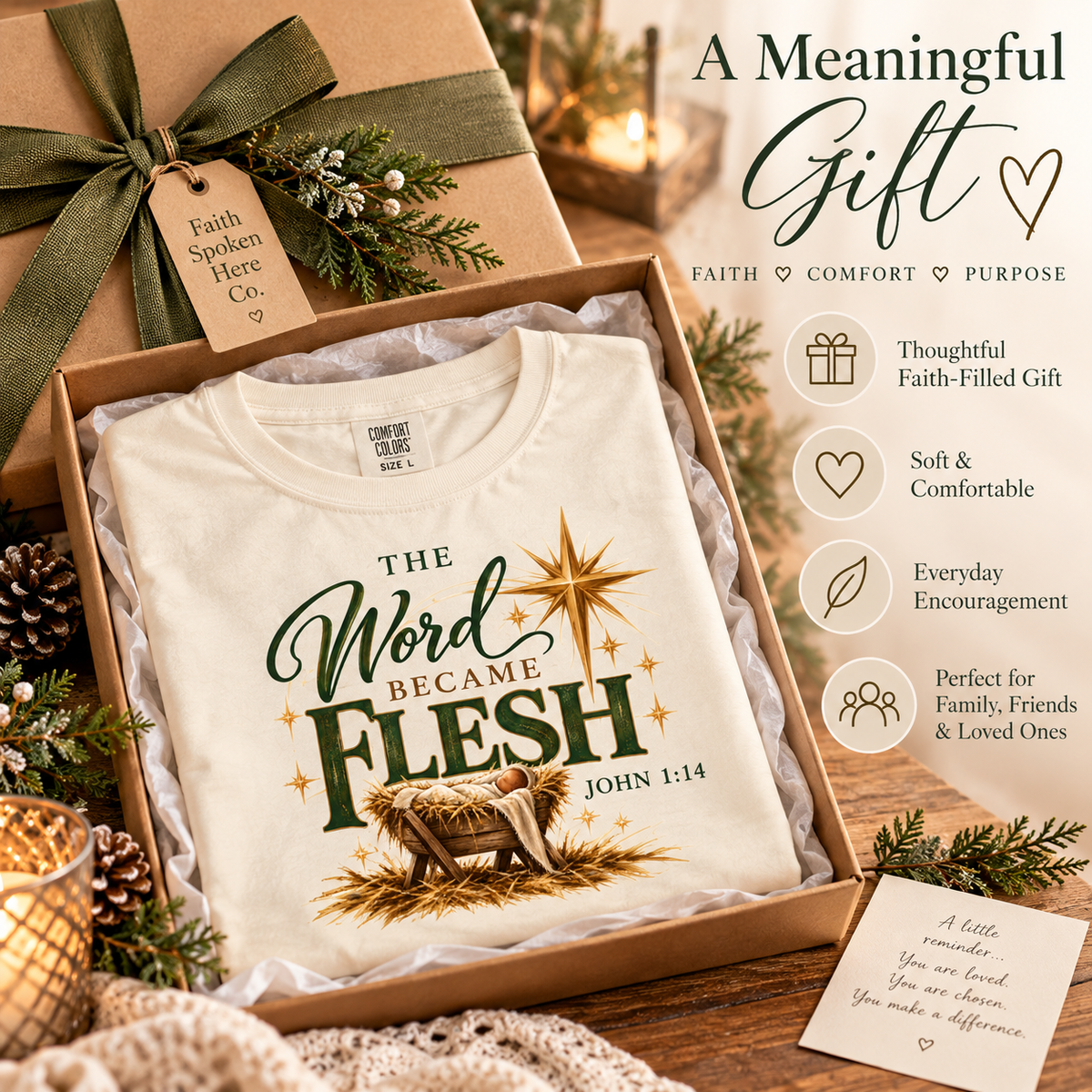 The Word Became Flesh | Christian Christmas Long Sleeve Tee - Heavenly Treasures