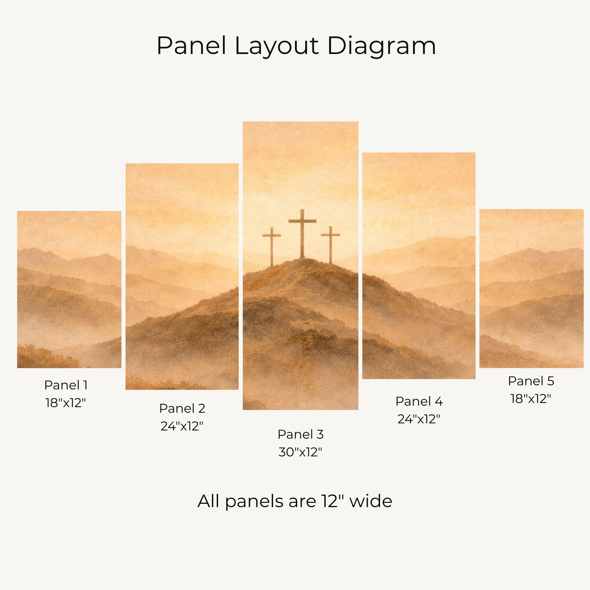 Calvary Mountain Panels – Faith-Inspired Digital Wall Art - Heavenly Treasures