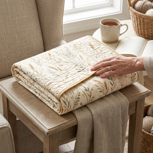 Botanical Print Fabric By Yard Cotton Twill Material wheat field Design Natural Woodland Pattern Perfect Sewing Projects Home Crafts Table Runner Making Tote Bag Fabric Quilting Cotton Yardage Lightweight Sturdy Weave Diagonal Texture
