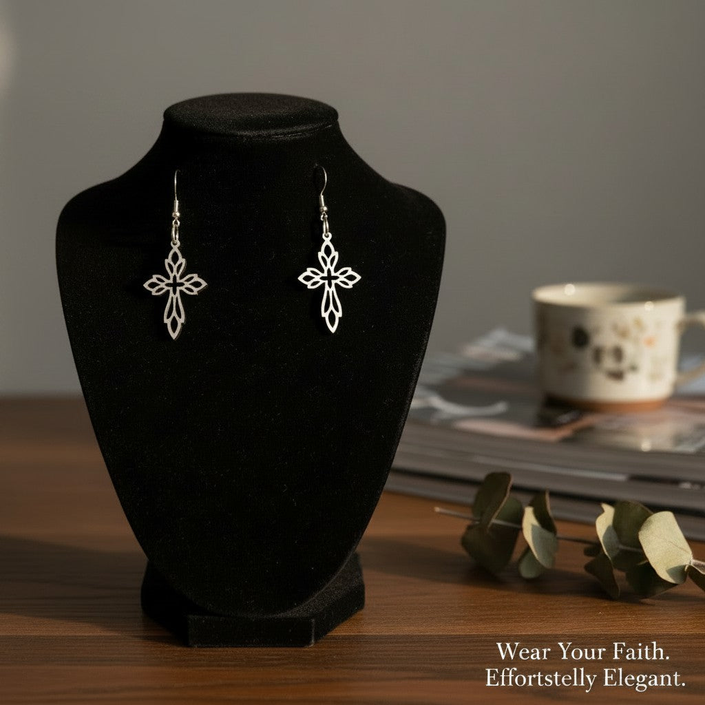 Wooden Cross Earrings – Handmade Lightweight Christian Faith Jewelry - Heavenly Treasures