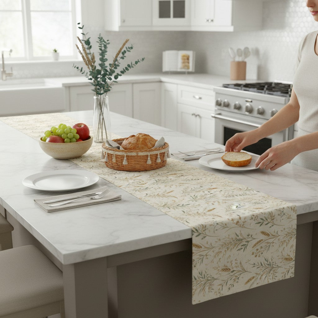 Christian Table Runner – Wheat Harvest Design for Farmhouse Dining - Heavenly Treasures