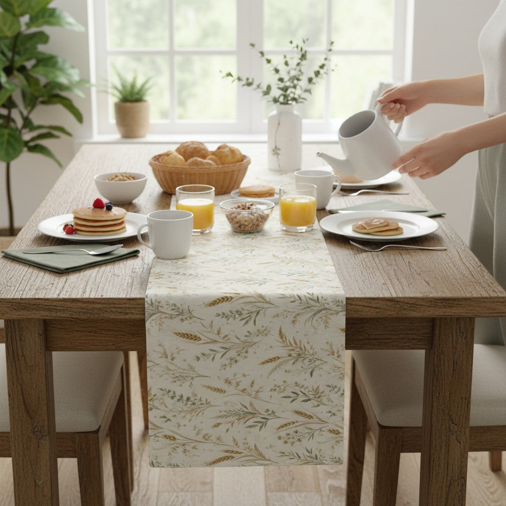 Christian Table Runner – Wheat Harvest Design for Farmhouse Dining - Heavenly Treasures