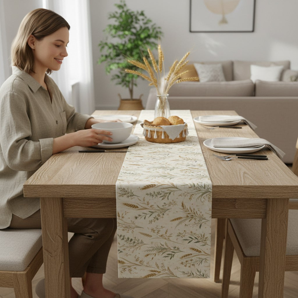 Christian Table Runner – Wheat Harvest Design for Farmhouse Dining - Heavenly Treasures