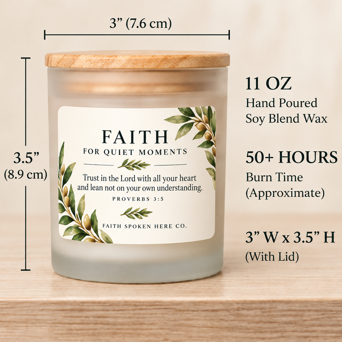 Trust in the Lord Christian Candle – Proverbs 3:5 Scripture Candle - Heavenly Treasures