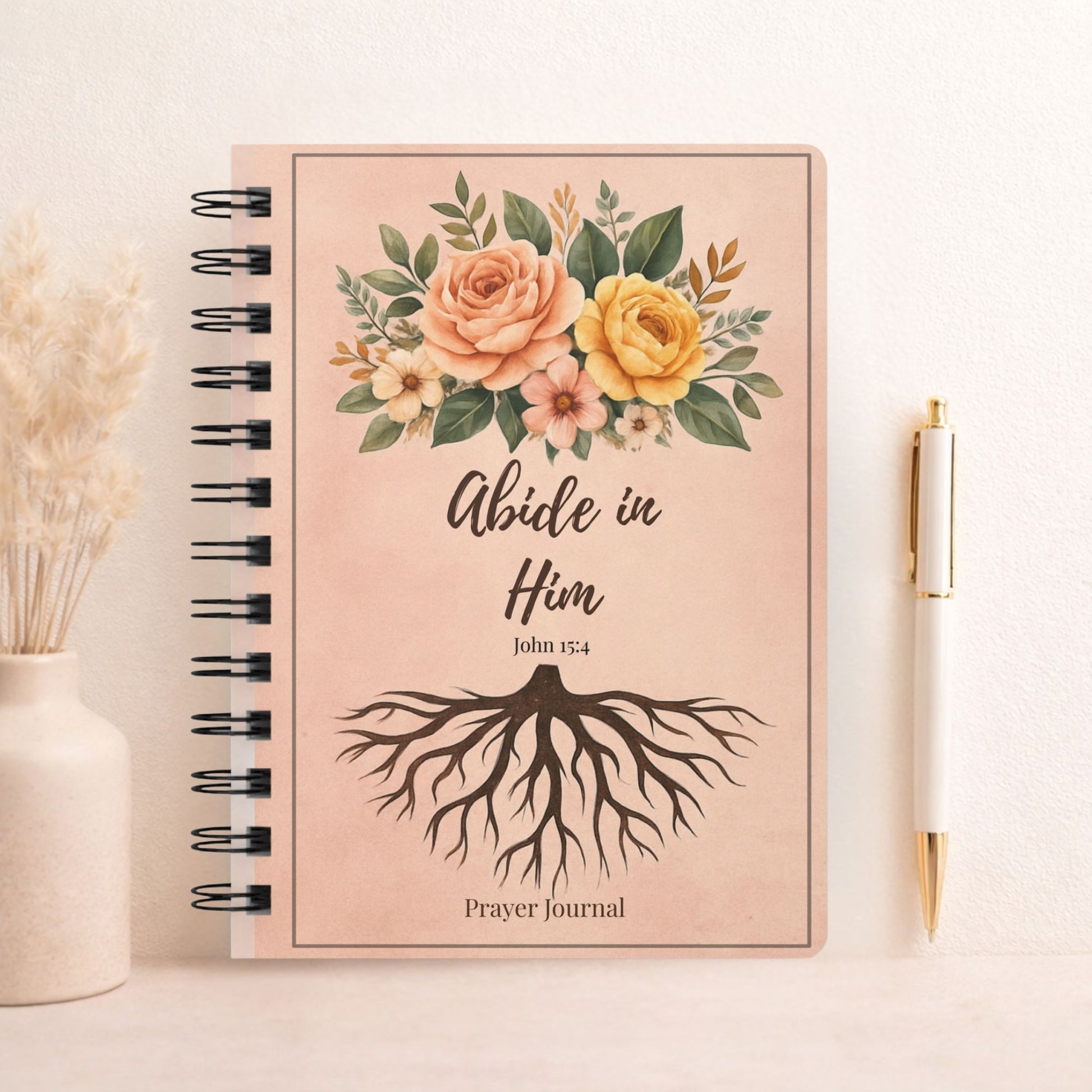 Abide in Him Christian Journal – John 15:4 Prayer & Devotional Notebook, Faith Gift for Women - Heavenly Treasures