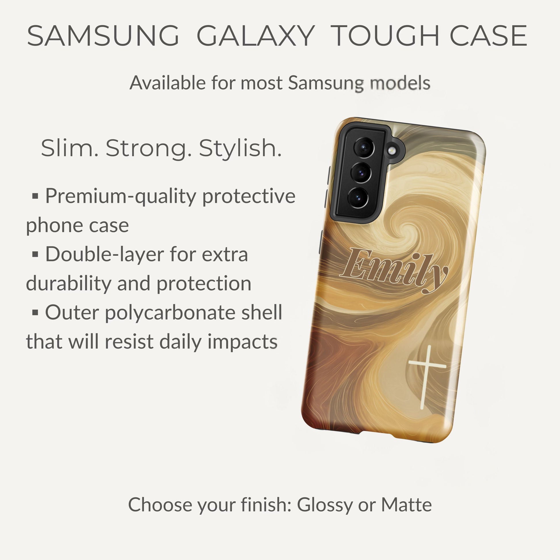 Personalized Christian Galaxy Phone Case with Name | Cross Design | Custom Faith Gift Tough Case - Heavenly Treasures