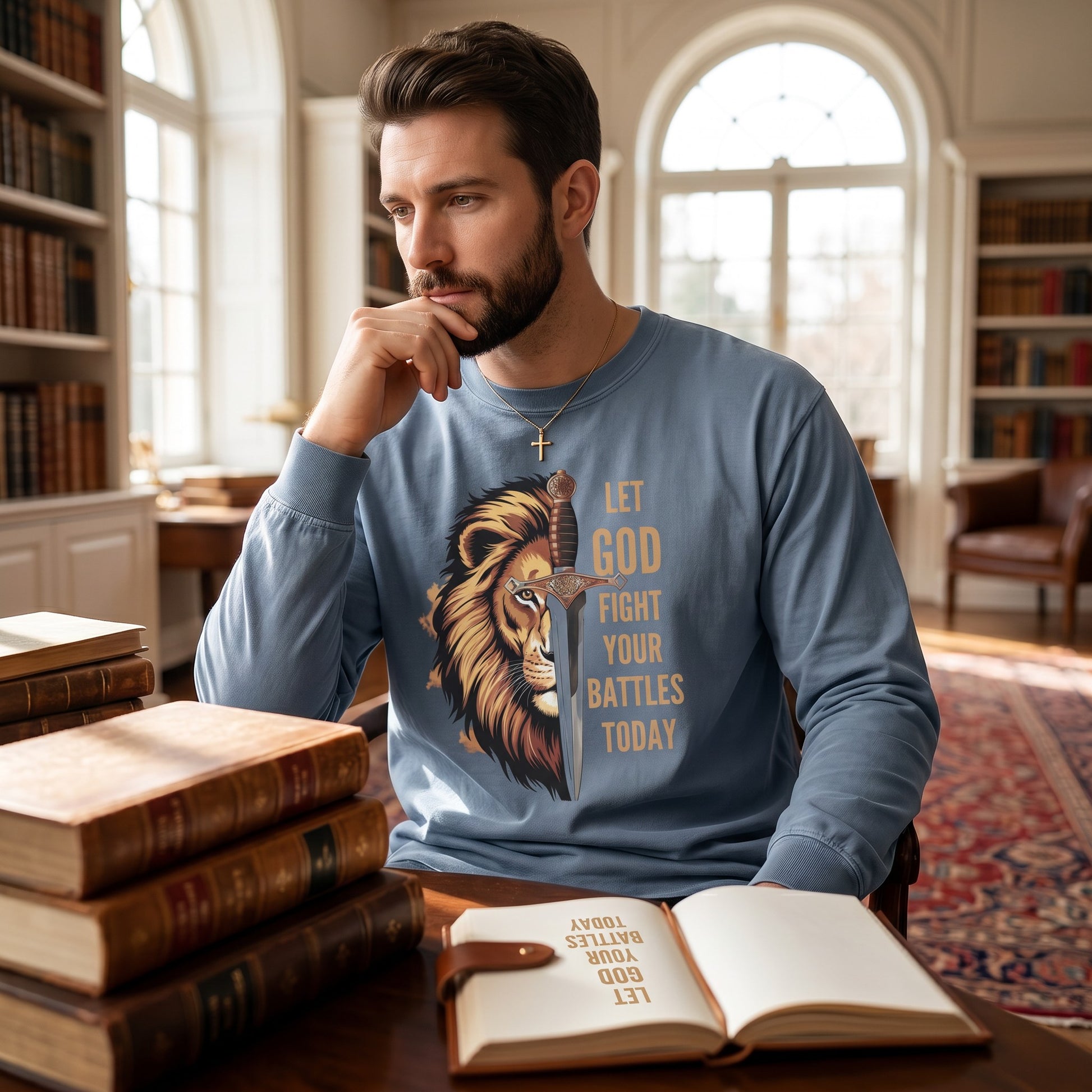 Let God Fight Your Battles Christian Long Sleeve Shirt • Faith Graphic Tee • Spiritual Encouragement Shirt for Women & Men • Christian Gift - Heavenly Treasures