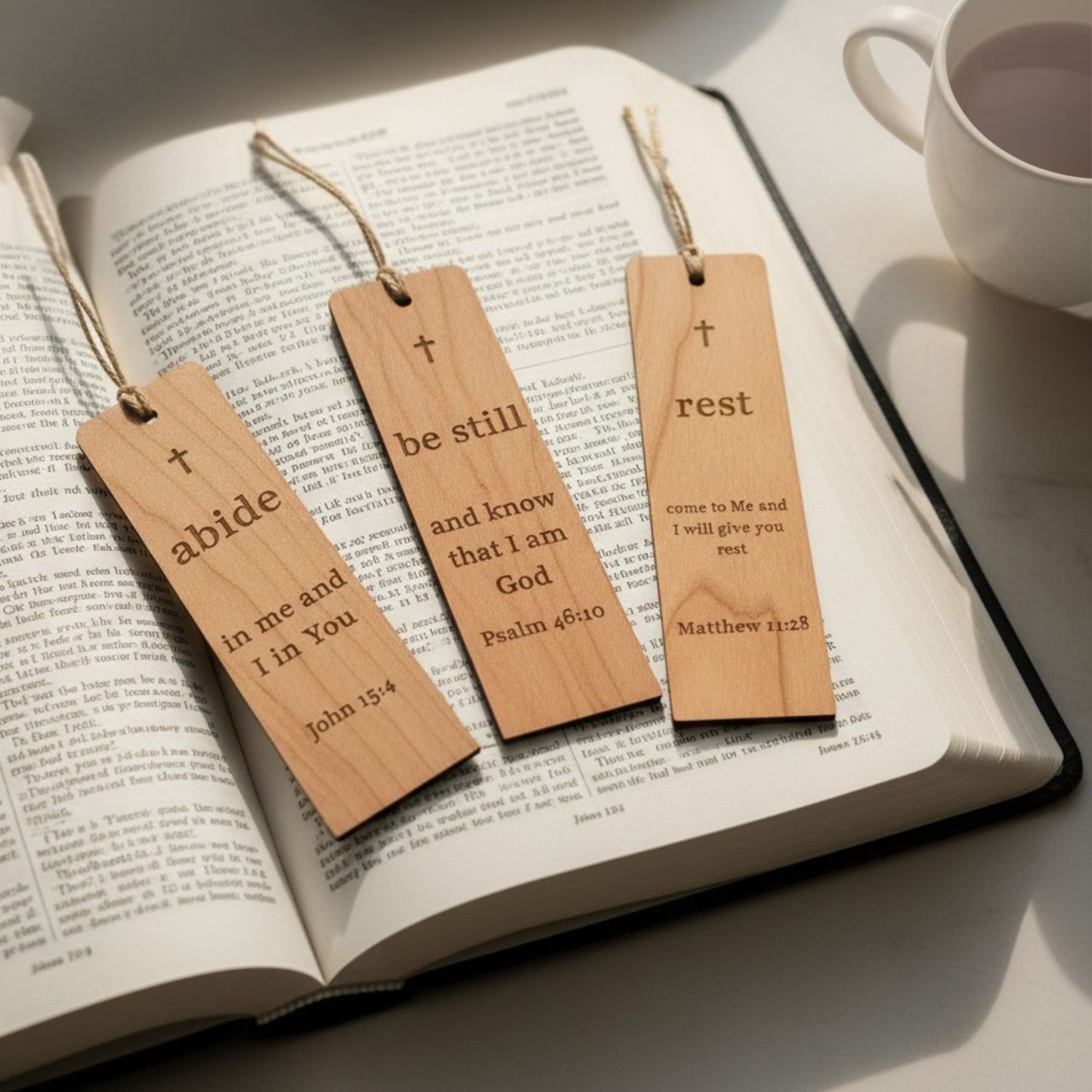 Wooden Bible Bookmark – Laser Engraved Scripture Faith Gift