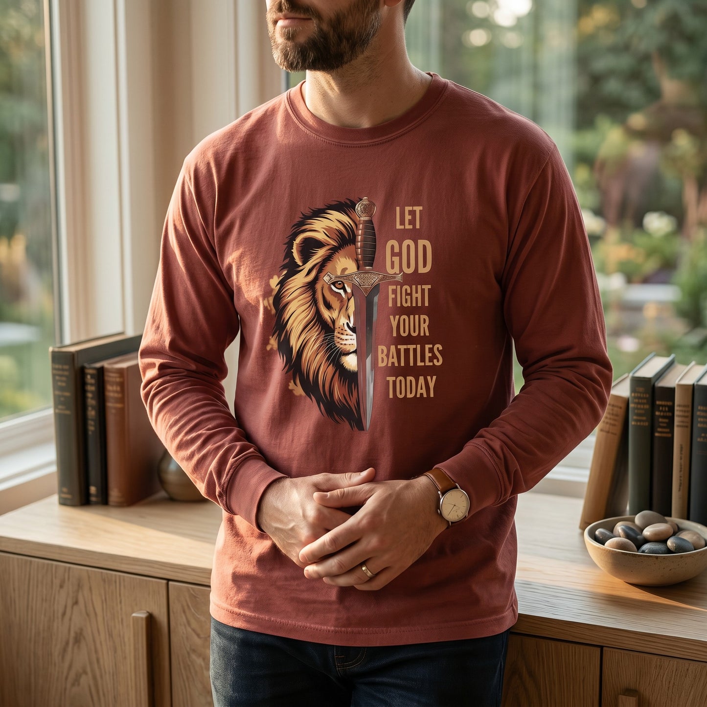 Let God Fight Your Battles Christian Long Sleeve Shirt • Faith Graphic Tee • Spiritual Encouragement Shirt for Women & Men • Christian Gift - Heavenly Treasures