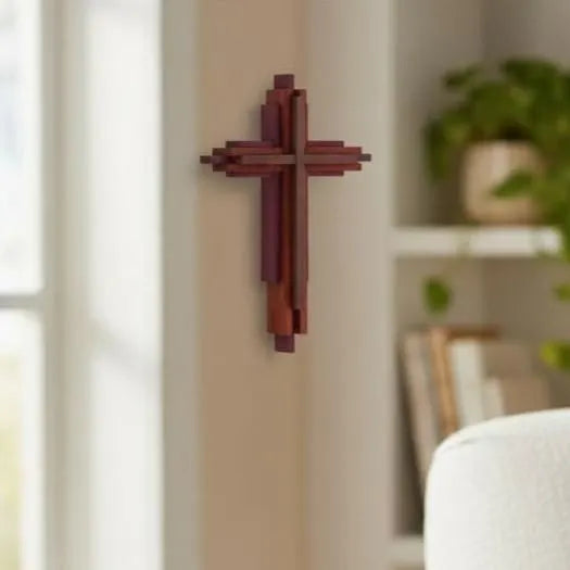 Handcrafted 3D Wall Cross – A Faith-Centered Piece for Prayer and Reflection - Heavenly Treasures