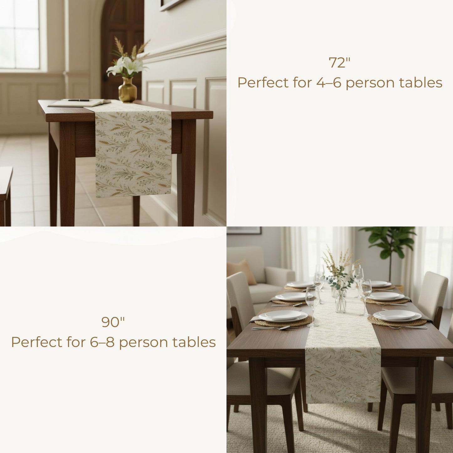 Christian Table Runner – Wheat Harvest Design for Farmhouse Dining - Heavenly Treasures