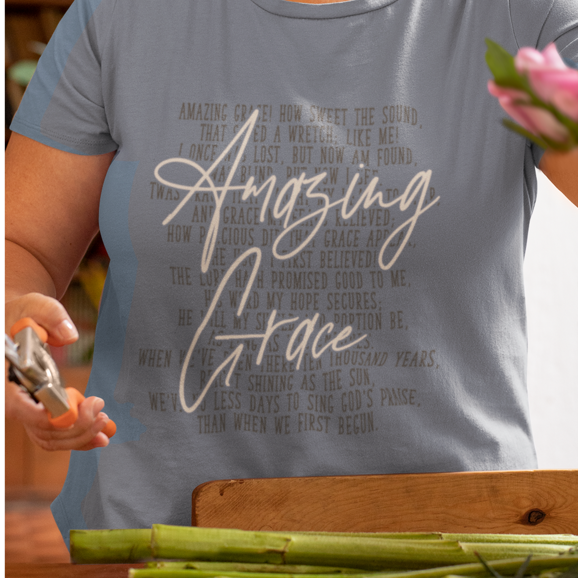 Amazing Grace Christian T-Shirt – Faith Hymn Tee for Women, Jesus Shirt, Inspirational Scripture Shirt, Religious Gift Apparel - Heavenly Treasures
