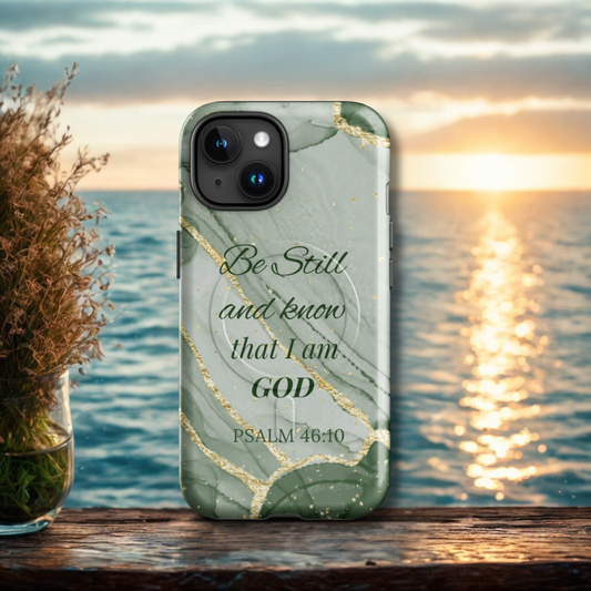 Phone case with motivational quote on a scenic background