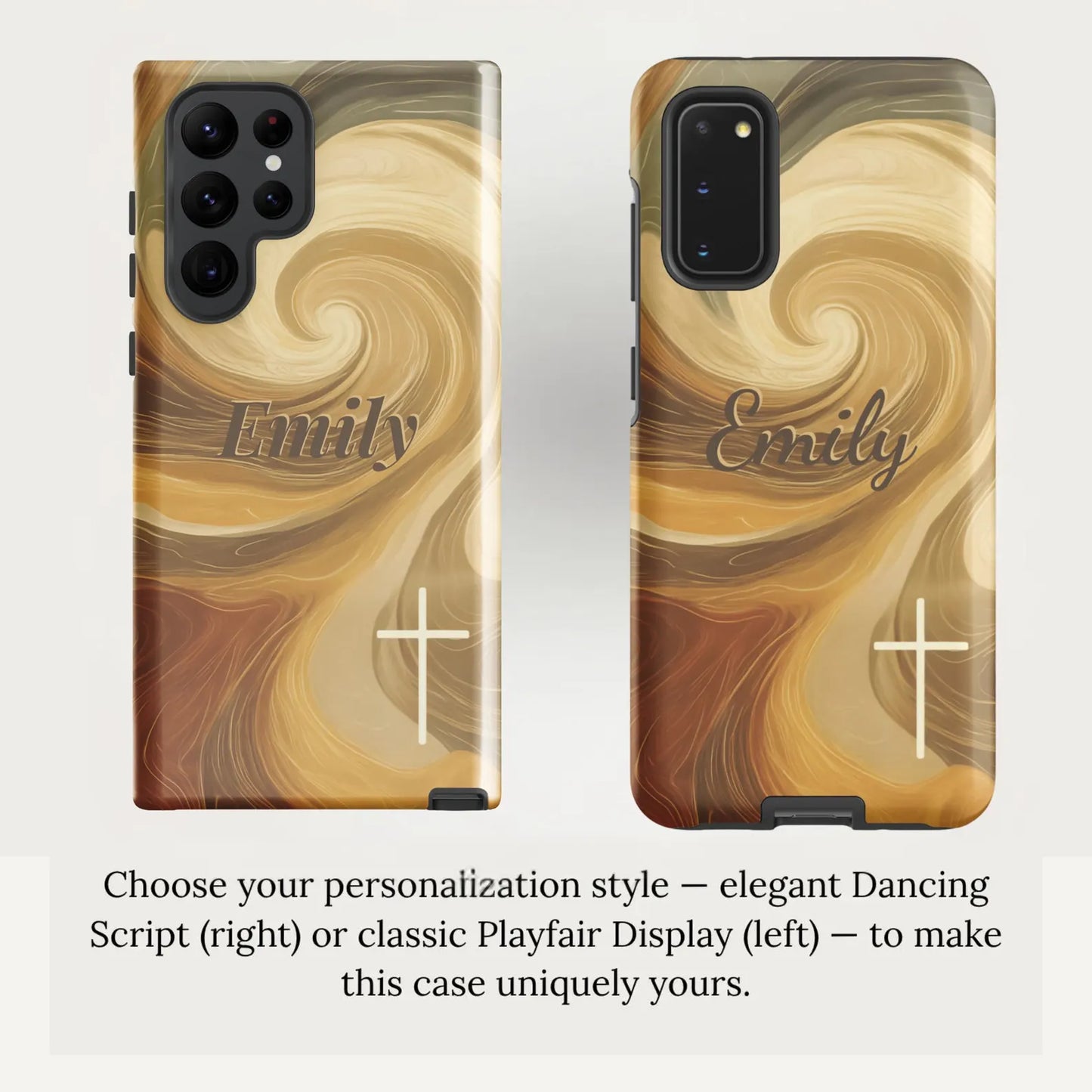 Personalized Christian Galaxy Phone Case with Name | Cross Design | Custom Faith Gift Tough Case - Heavenly Treasures