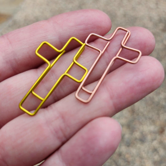Christian Paperclip Set Gold Cross Bookmark Clip Faith Accessory Bible Study Office Supply Teacher Gift Stocking Stuffer for Men Church - Heavenly Treasures