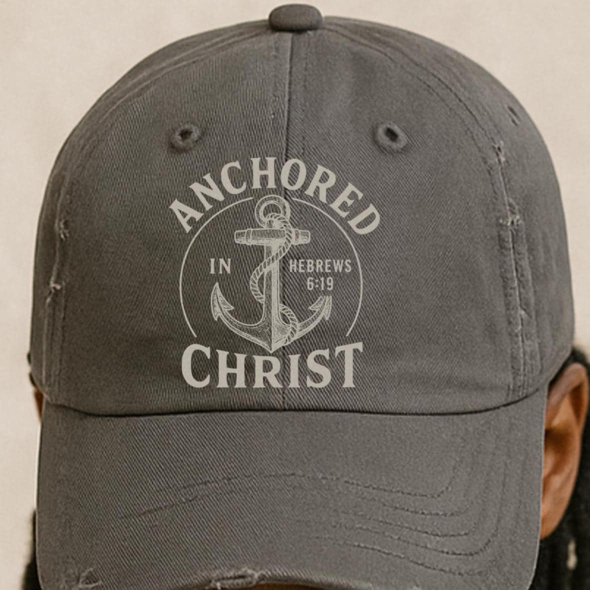 Christian Dad Hat Dad Idea for Men Faith Cap Baseball Style Vintage Design Anchored Christ Scripture Reference Hebrews Verse Religious Gift - Heavenly Treasures