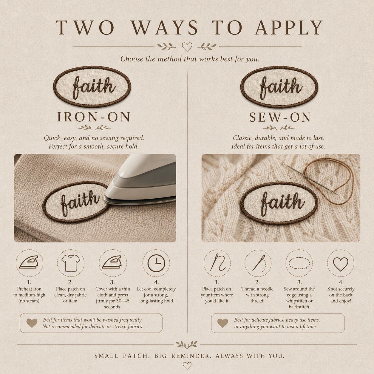 Christian Iron on Patch – Embroidered Faith Words for Journals - Heavenly Treasures