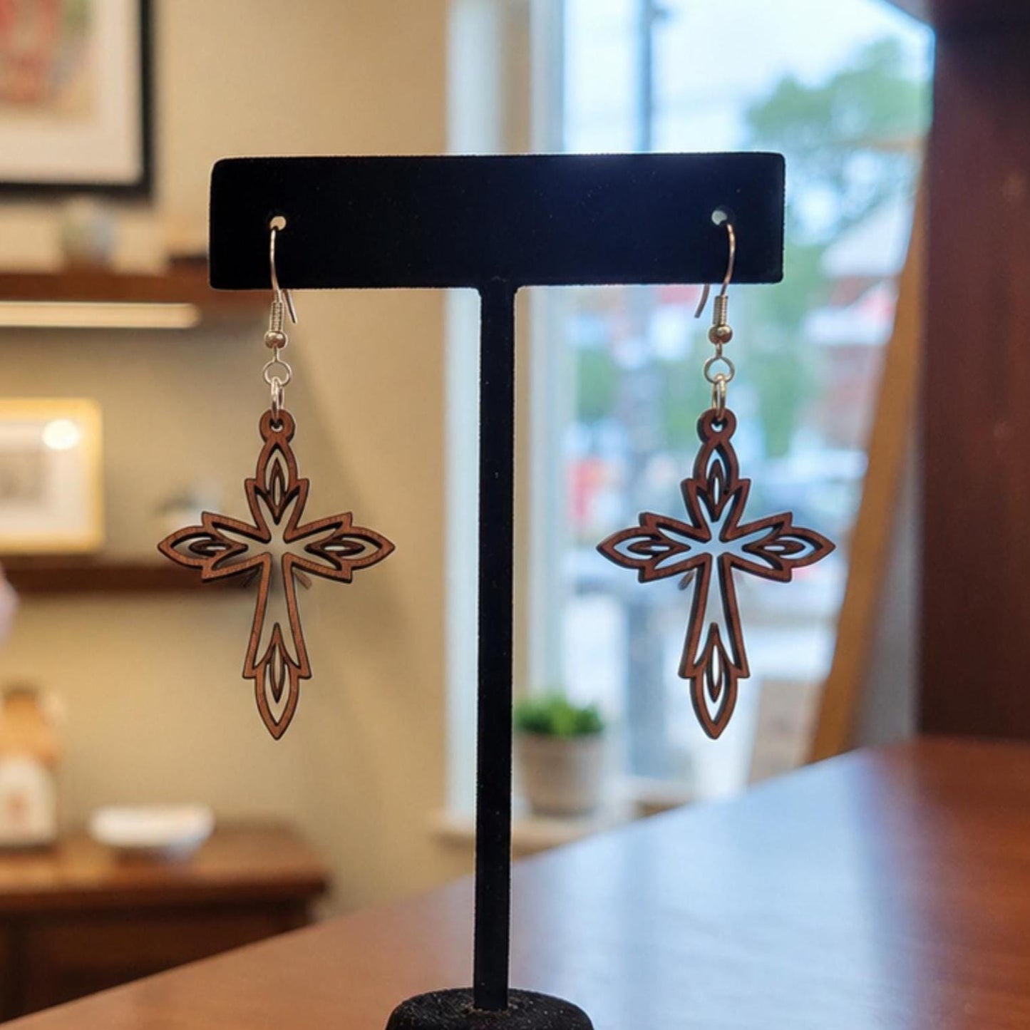 Wooden Cross Earrings – Handmade Lightweight Christian Faith Jewelry