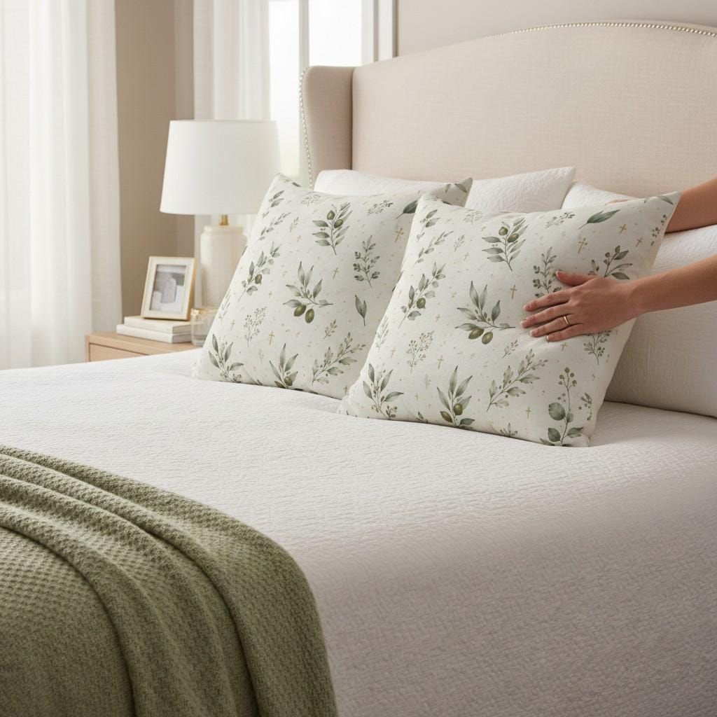 Sage Throw Pillow – Olive Branch Botanical Christian Farmhouse - Heavenly Treasures