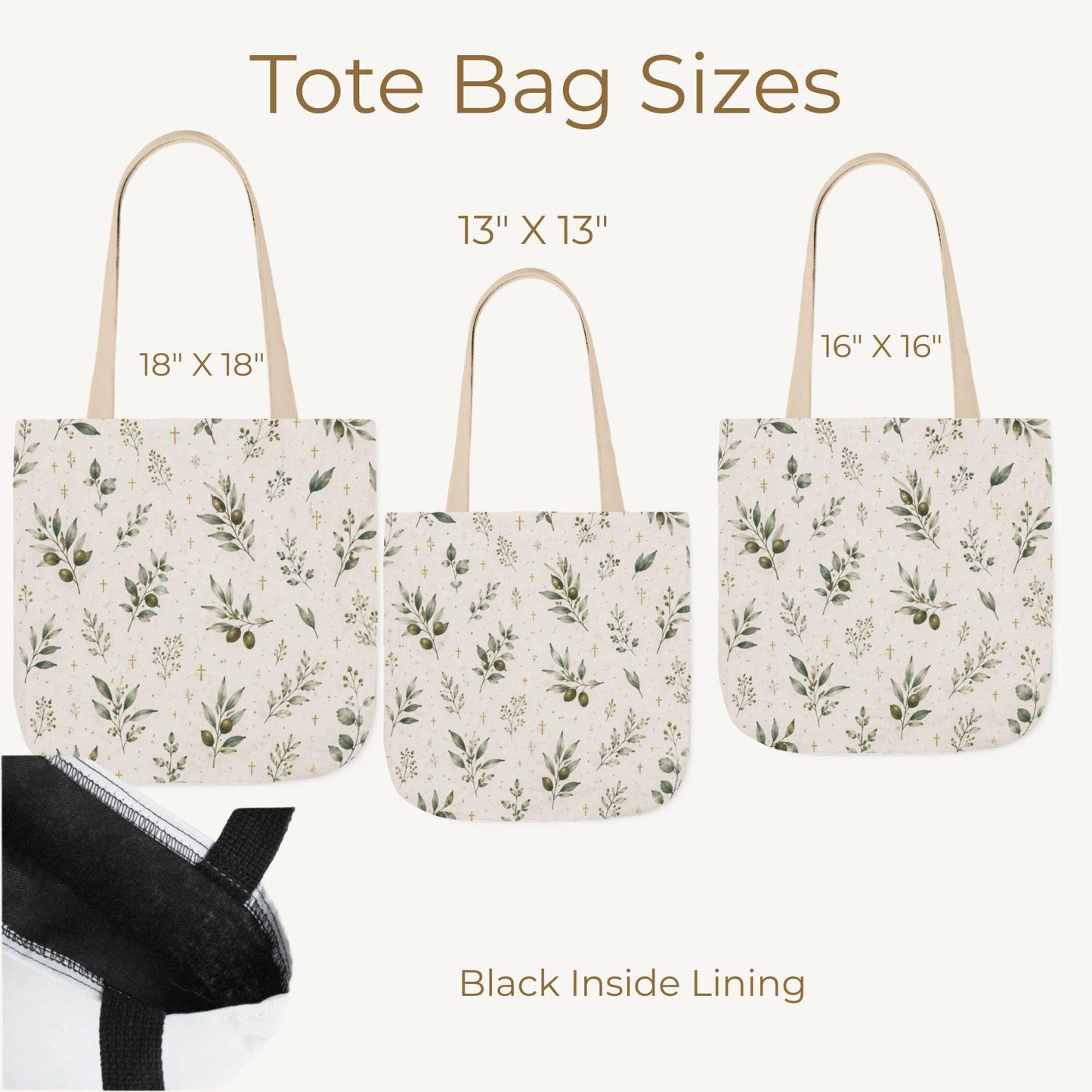 Christian Tote Bag – Olive Branch Canvas Design for Church and Bible Study - Heavenly Treasures