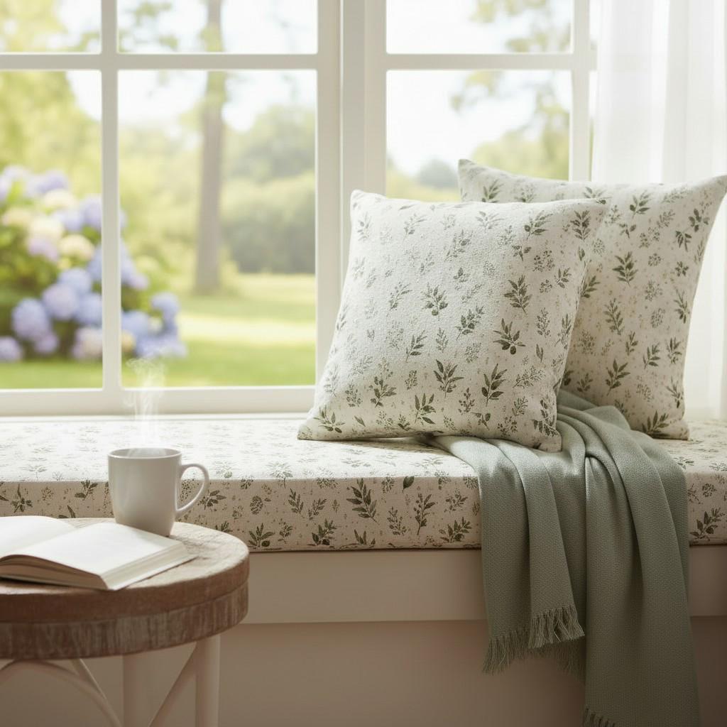 Botanical Pillow Cover Sage Green Olive Branch Pattern Faith Inspired Home Decor Christian Farmhouse Style Living Room Throw Pillow Watercolor Eucalyptus Leaves Design Neutral Cream Linen Background Cottage Rustic Decor Sofa Cushion Cover