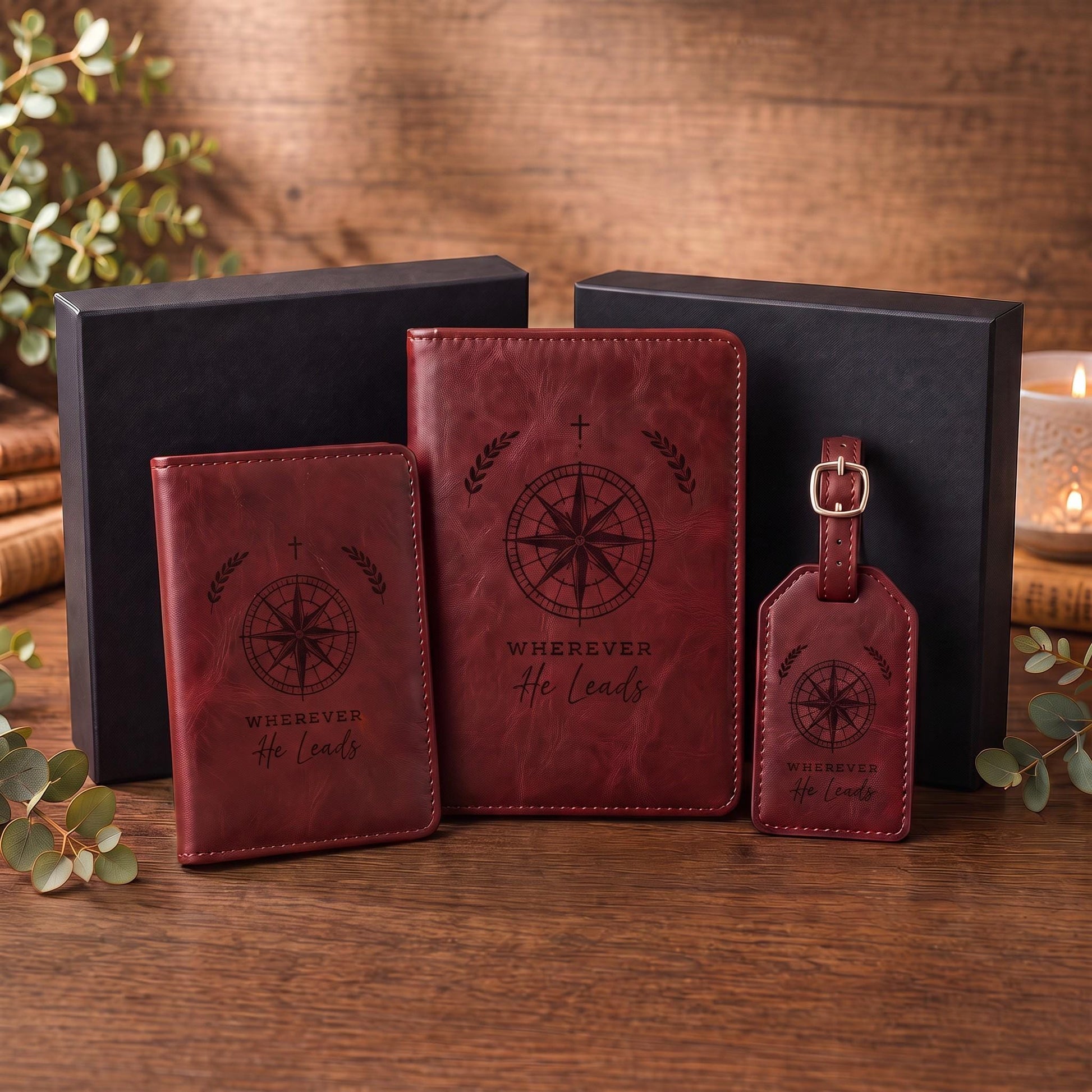 Christian Travel Gift Set – Engraved Journal, Passport Holder & Luggage Tag - Heavenly Treasures