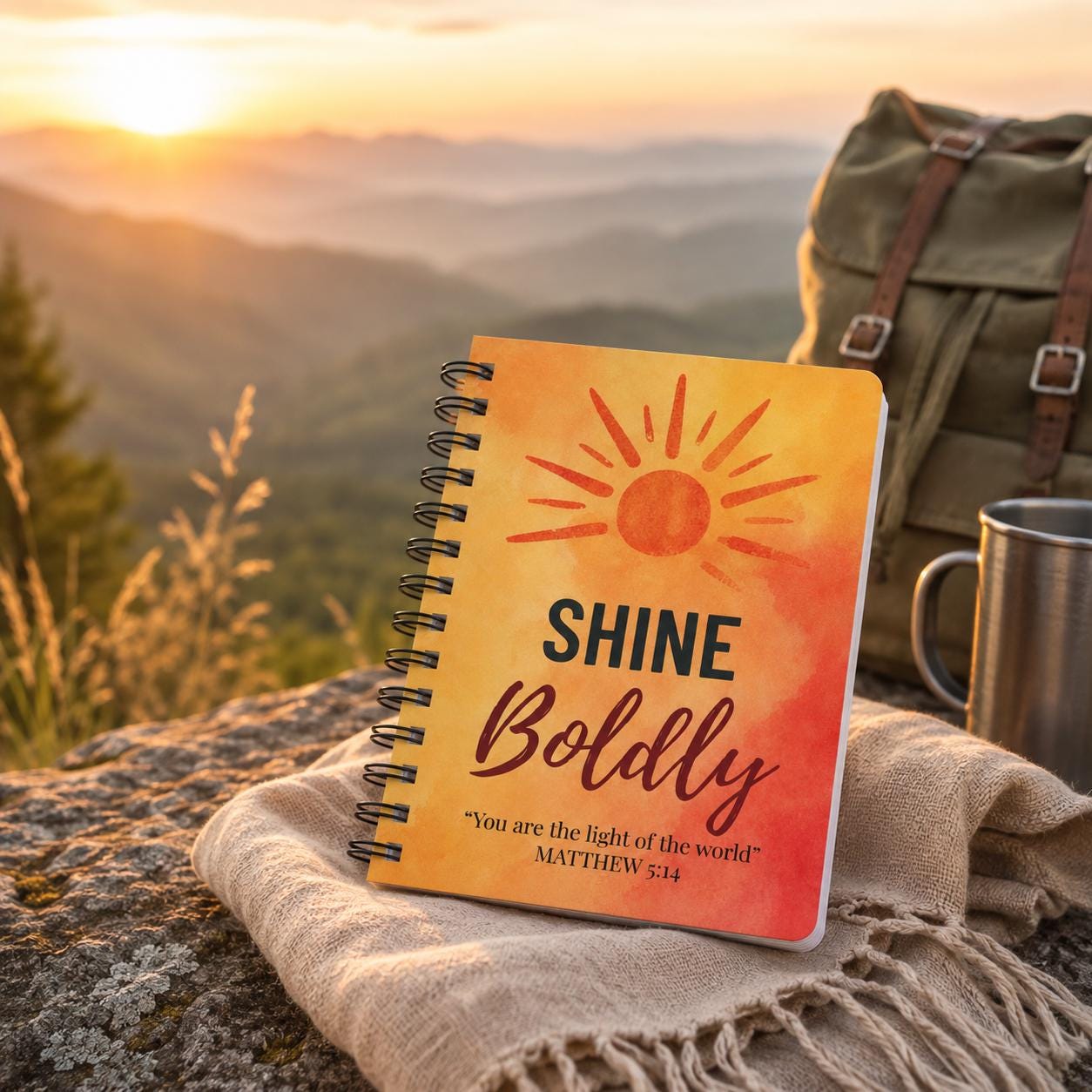 Faith Based Notebook Spiral Bound Journal Christian Prayer Journal Scripture Study Notebook Devotional Writing Book Daily Devotion Planner Inspirational Journal Shine Boldly Design Matthew 5 14 Bible Verse Cover Sermon Notes Book Spiritual