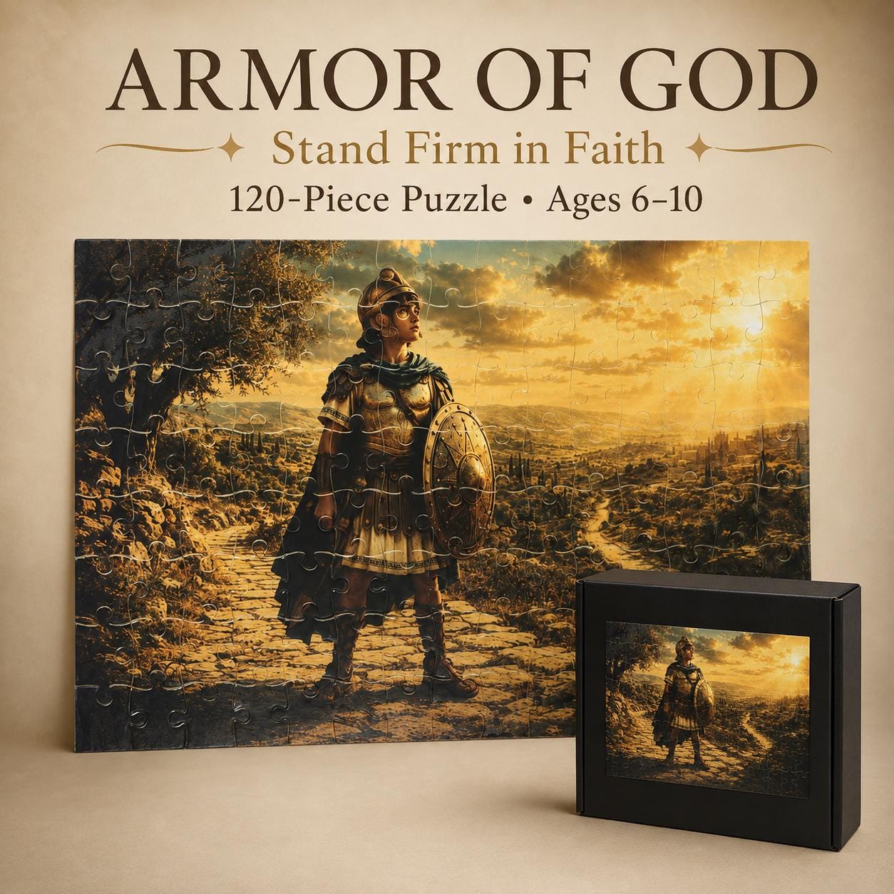 Birthday Gift Children Ages 6 10 Christian Puzzle Bible Story 120 Piece Educational Activity Faith Learning Game Sunday School Present Daniel Lions Den David Goliath Esther Ruth Religious Youth Activity Screen Free Entertainment Kids Faith