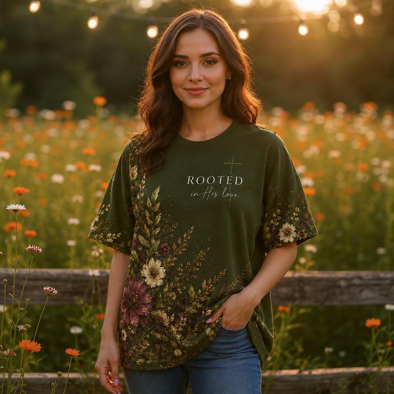 Rooted in His Love Watercolor T-Shirt - Heavenly Treasures