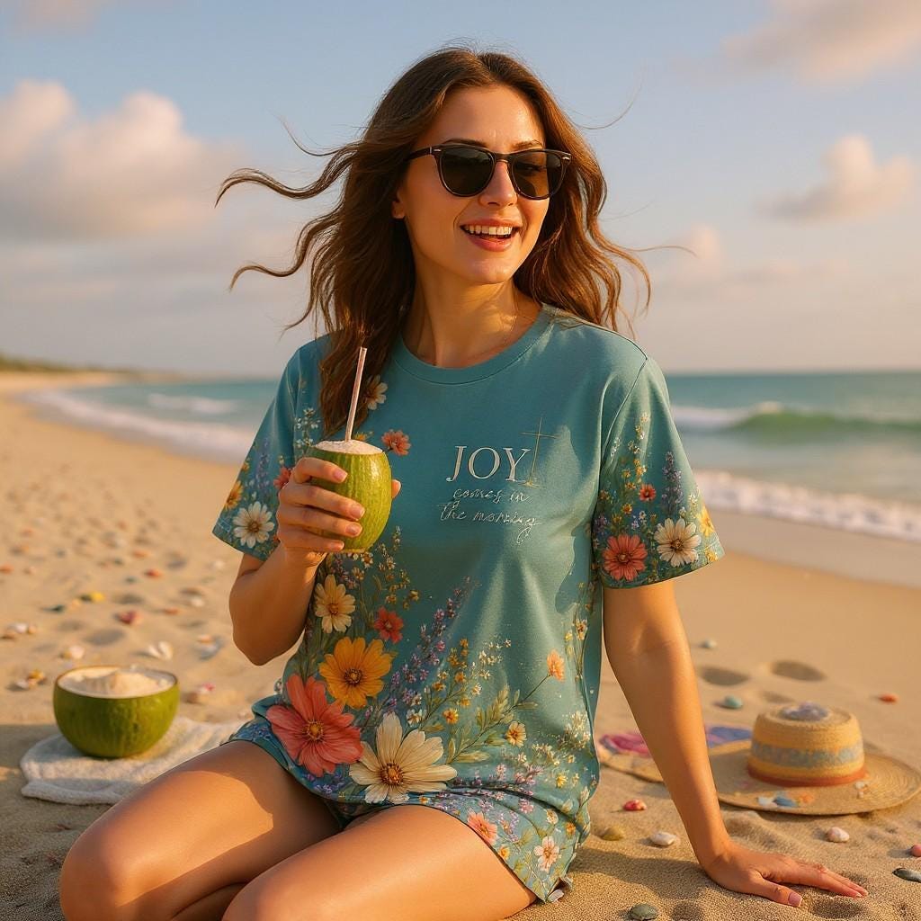 Joy comes in the Morning Floral Tee - Heavenly Treasures