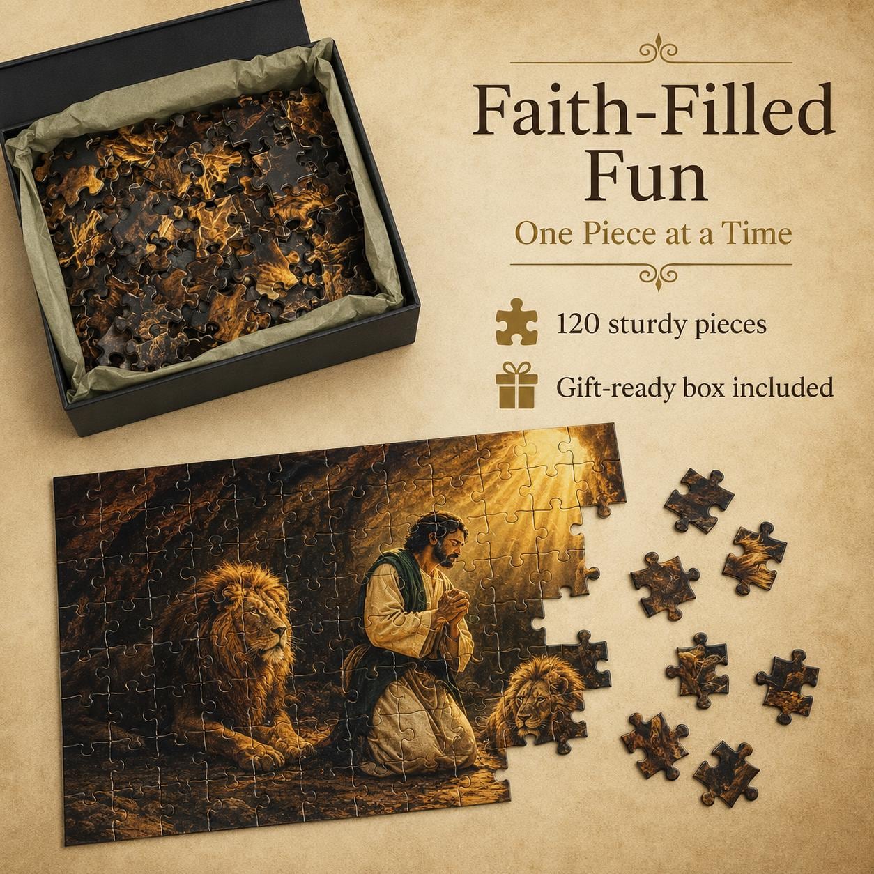 Bible Story Puzzle – 120-piece Christian Activity for Kids Ages 6-10