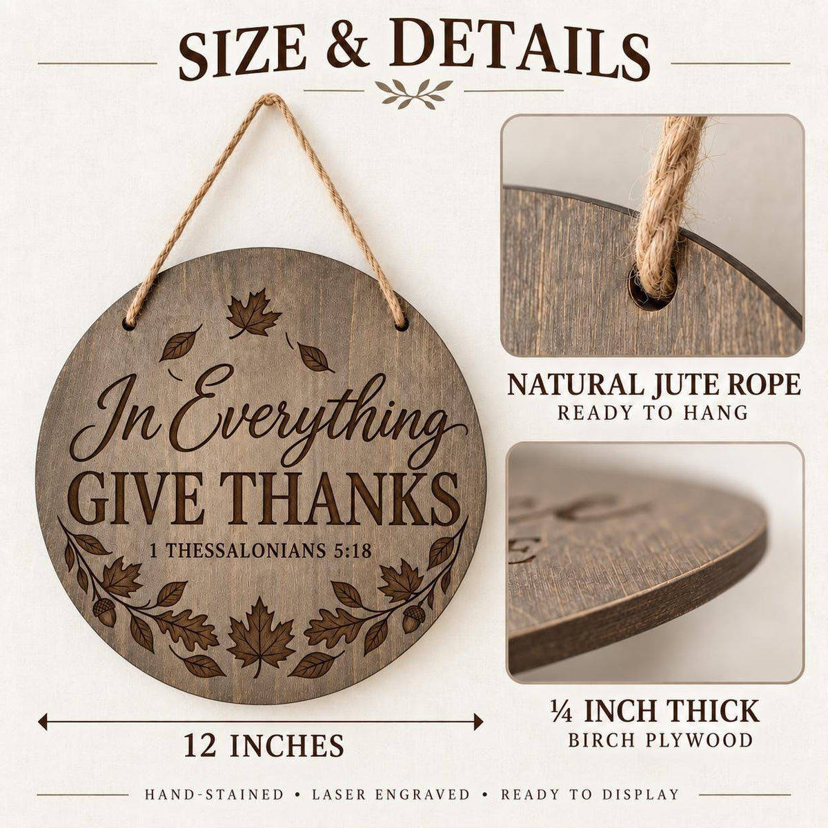 Thanksgiving Door Sign – Christian Scripture Wood Round Faith Decor