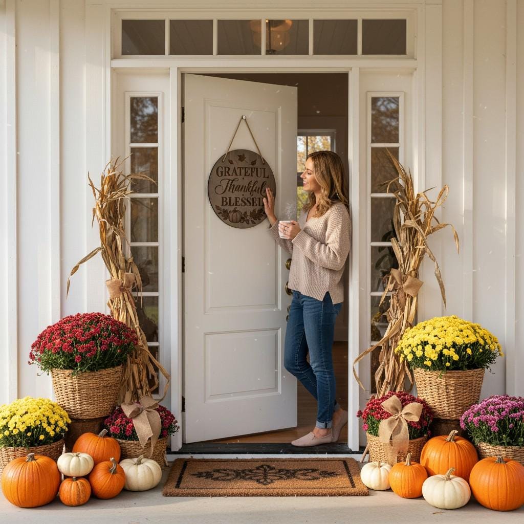 Thanksgiving Door Sign – Christian Scripture Wood Round Faith Decor