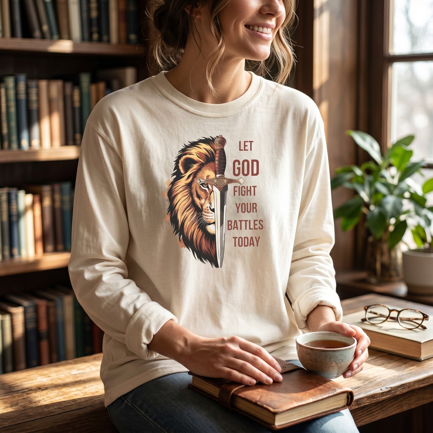 Let God Fight Your Battles Christian Long Sleeve Shirt • Faith Graphic Tee • Spiritual Encouragement Shirt for Women & Men • Christian Gift - Heavenly Treasures