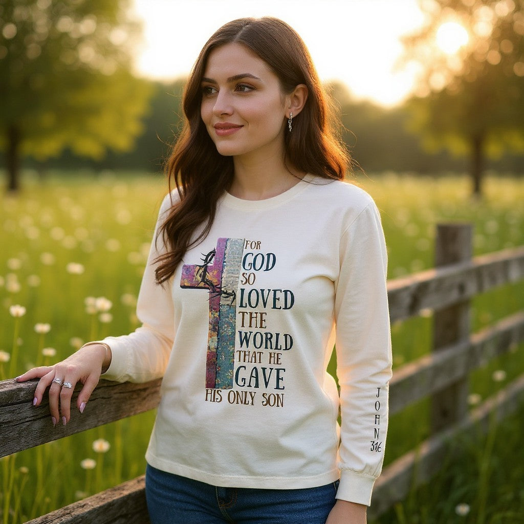 So God So Loved the World Christian T-Shirt • John 3:16 Shirt • Faith Graphic Tee for Women & Men • Bible Verse Tee • Christian Gift Idea - Heavenly Treasures