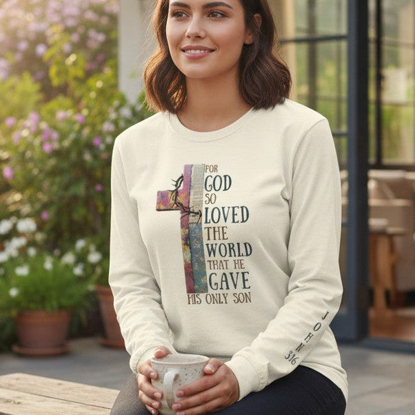 Woman sitting on a bench outdoors with a scenic background